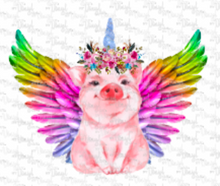 Load image into Gallery viewer, Waterslide Decal Pink Pig Unicorn with Flowers and Rainbow Wings