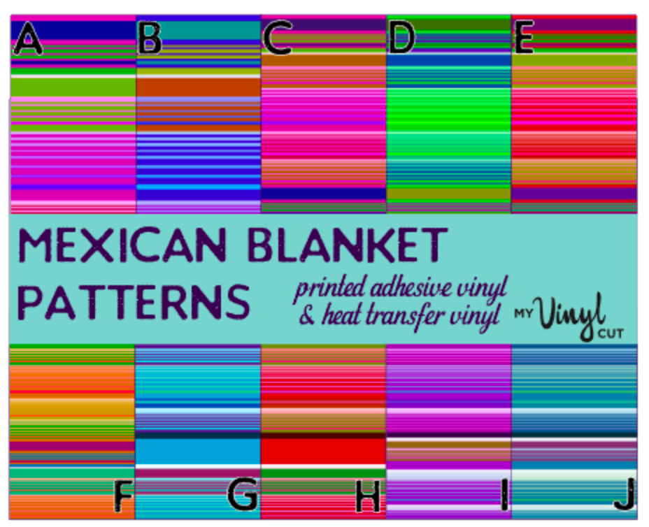 Serape Printed Adhesive Vinyl OR Waterslide 12 x 12 inch Sheets