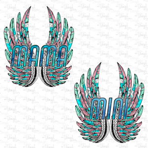 Waterslide Decal Set of Mama & Mini Wings Blue