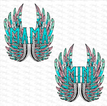 Load image into Gallery viewer, Waterslide Decal Set of Mama &amp; Mini Wings Turquoise