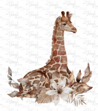 Load image into Gallery viewer, Waterslide Decal Watercolor Giraffe with Flowers