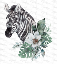 Load image into Gallery viewer, Waterslide Decal Watercolor Zebra with Flowers