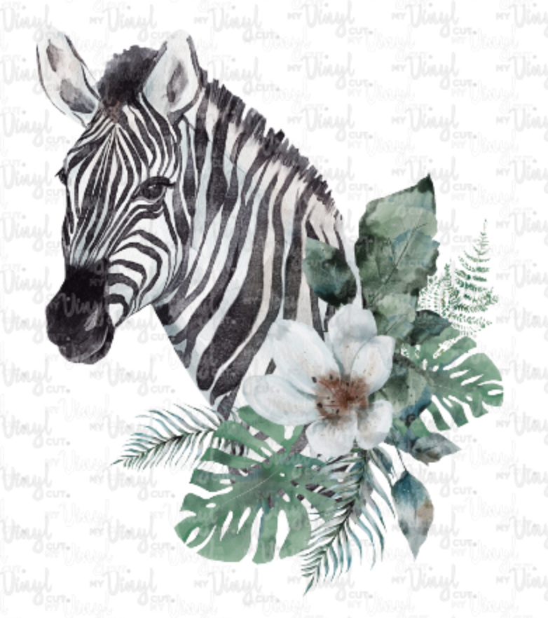 Waterslide Decal Watercolor Zebra with Flowers