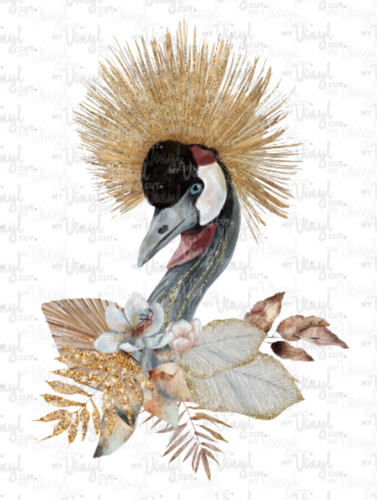 Waterslide Decal Watercolor Crowned Crane