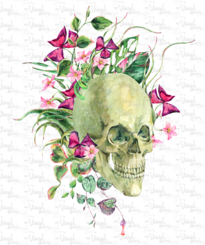 Waterslide Decal SKULL WITH FLOWERS