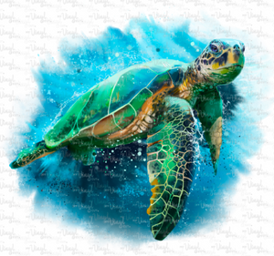 Waterslide Decal Sea Turtle with Blue Background