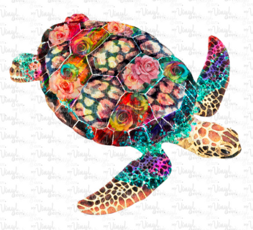 Waterslide Decal 17L Floral Sea Turtle