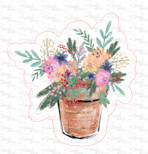 Sticker 3J Garden Pot with Plant Flowers