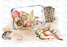 Load image into Gallery viewer, Waterslide Decal 75N Shells and Sand in a jar on the Ocean Floor