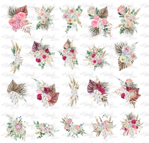 Waterslide Decal Sheet 12 x 12 inch Tropical Mix Flowers