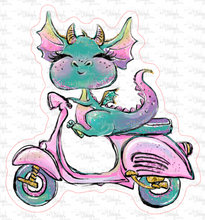Load image into Gallery viewer, Sticker 14E Dragon Riding a Scooter