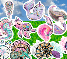 Load image into Gallery viewer, Yard Art Mermaids 21 pc Set Birthday Lawn Lettering PURCHASE Outdoor Party Decorations