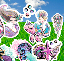 Load image into Gallery viewer, Yard Art Mermaids 21 pc Set Birthday Lawn Lettering PURCHASE Outdoor Party Decorations