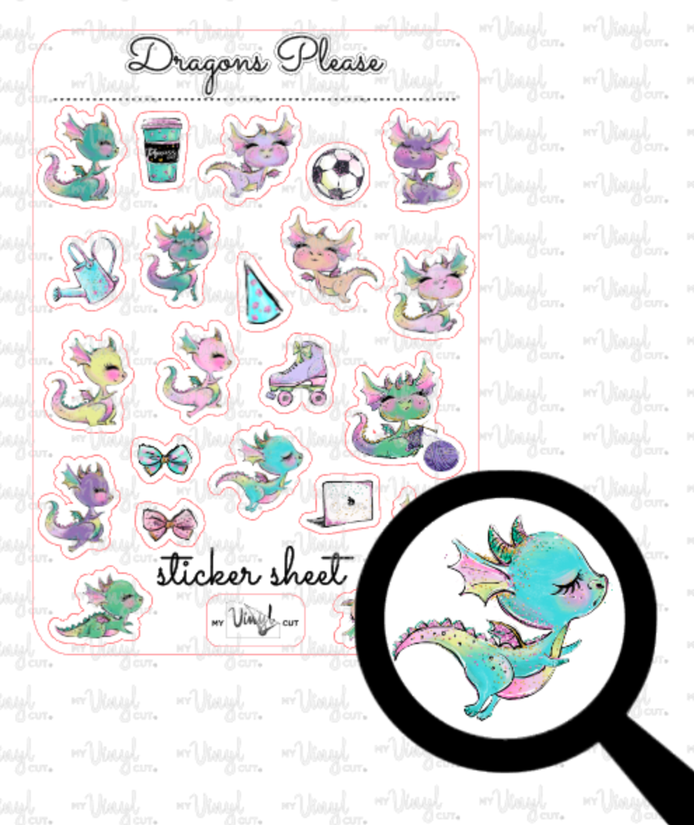 Sticker Sheet 37 Set of little planner stickers Cute Little Dragons