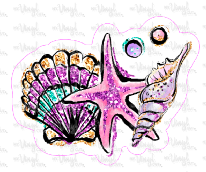 Sticker 18-O Pink Starfish Bunch