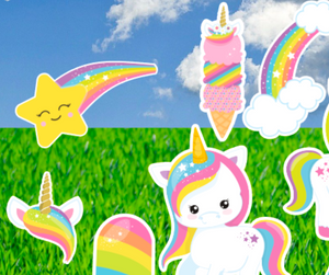 Yard Art Flair Colorful Unicorns 21 pc Set Birthday Lawn Lettering PURCHASE Outdoor Party Decorations