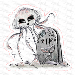 Sticker 19M Halloween Jellyfish with Tombstone
