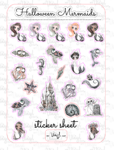 Sticker Sheet 39 Set of little planner stickers Halloween Mermaids