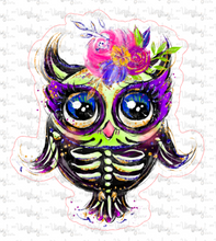 Load image into Gallery viewer, Sticker 23K Halloween Owl with Flowers