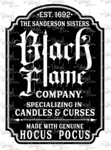 Sticker or Waterslide Decal 16C Black Flame Label Dark Color