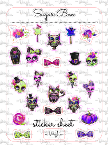 Sticker Sheet 40 Set of little planner stickers Halloween Sugar Boo