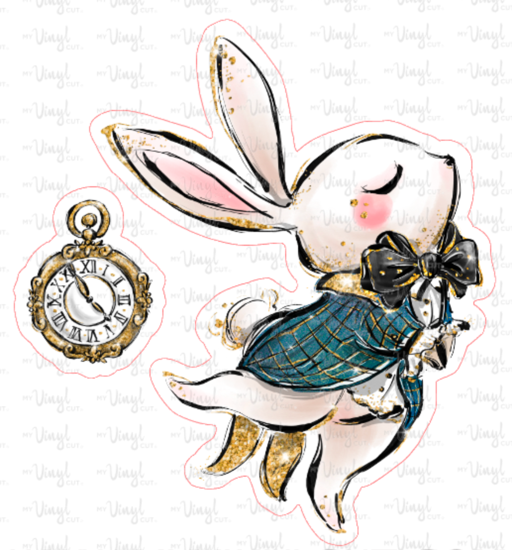 Sticker 21N Alice in Wonderland White Rabbit Pocket Watch