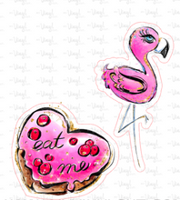 Load image into Gallery viewer, Sticker 21O Alice in Wonderland Pink Flamingo Eat Me Heart