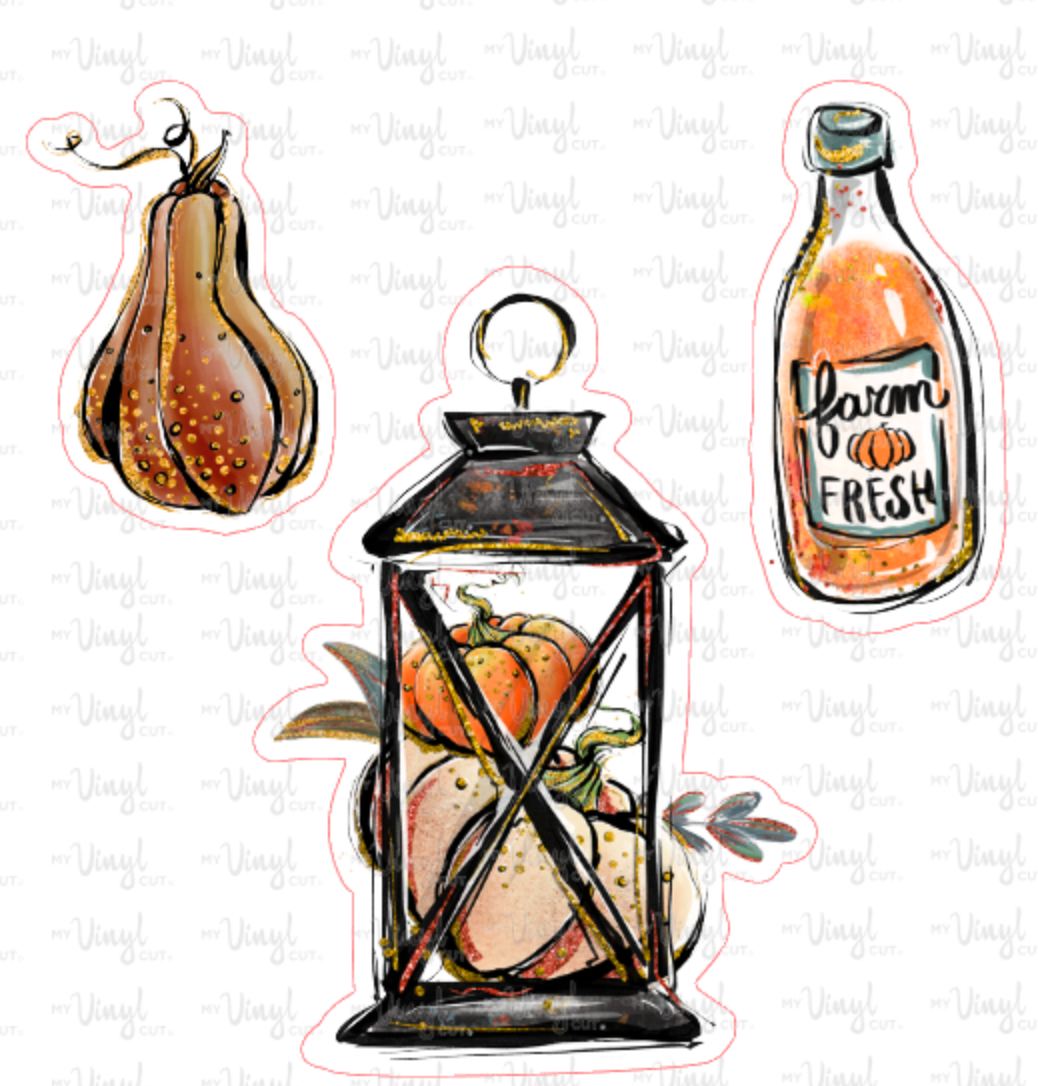 Sticker 28L Fall Market Lantern Pumpkin Juice Gourd