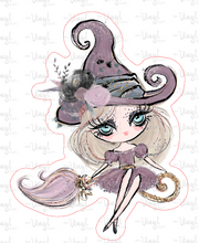 Load image into Gallery viewer, Sticker  | 20B2 Halloween Girl Yellow Hair | Waterproof Vinyl Sticker | White | Clear | Permanent | Removable | Window Cling | Glitter | Holographic