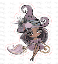 Load image into Gallery viewer, Sticker  | 20B4 Halloween Girl Dark Skin | Waterproof Vinyl Sticker | White | Clear | Permanent | Removable | Window Cling | Glitter | Holographic