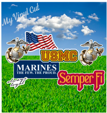 Load image into Gallery viewer, Yard Art Flair Marines Military 7 pc Set USMC Lawn Lettering PURCHASE Outdoor Party Decorations *LICENSED