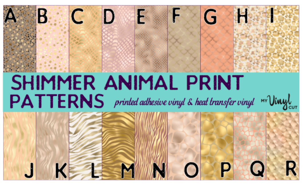 Printed Vinyl Shimmer Animal Print Choose HTV Adhesive Vinyl
