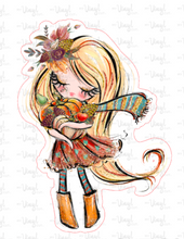 Load image into Gallery viewer, Sticker 28B Fall Market Girl with Yellow Straight Hair