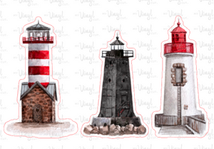 Set of 3 Lighthouse Stickers 24J