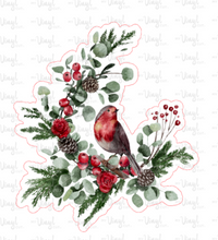 Load image into Gallery viewer, Sticker | BM | Winter Bird | Waterproof Vinyl Sticker | White | Clear | Permanent | Removable | Window Cling | Glitter | Holographic