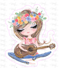 Load image into Gallery viewer, Sticker | 34A | Boho Musician | Waterproof Vinyl Sticker | White | Clear | Permanent | Removable | Window Cling | Glitter | Holographic