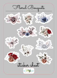 Sticker Sheet 50 Set of little planner stickers Floral Bouquets