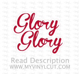 Sticker Glory Glory in Red Lettering CLEARANCE