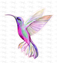 Load image into Gallery viewer, Sticker | 49C | Hummingbird | Waterproof Vinyl Sticker | White | Clear | Permanent | Removable | Window Cling | Glitter | Holographic