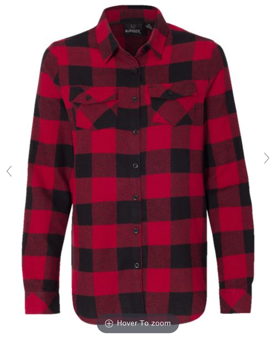 Burnside Ladies Red and Black Buffalo Plaid Button Up Flannel