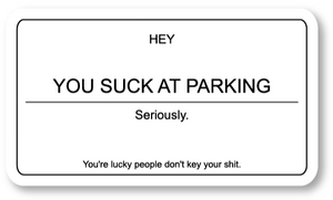 Sticker Set of 10 You Suck At Parking Note Cards WATERPROOF