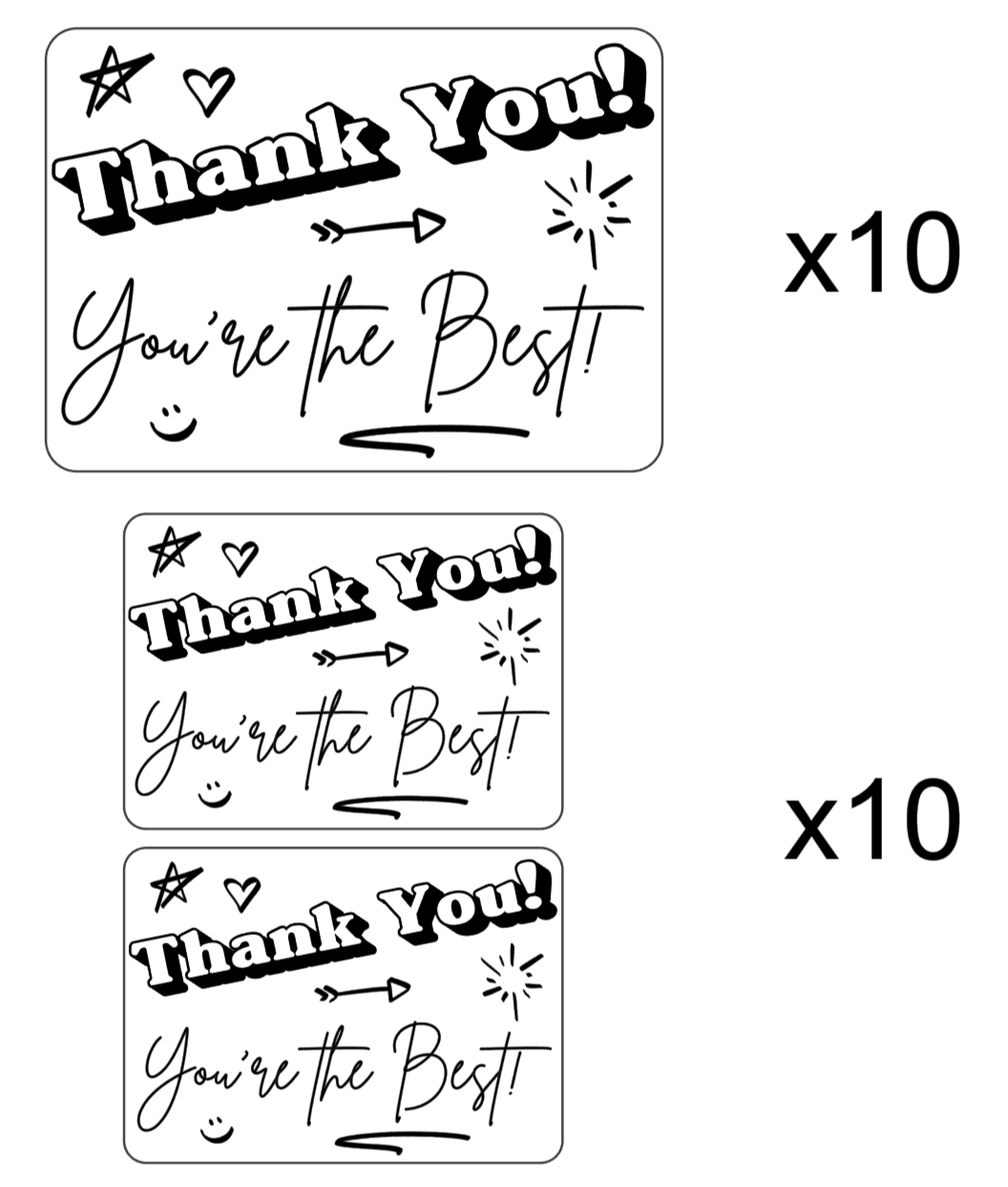 Sticker Set 20 Thermal Labels Thank you!