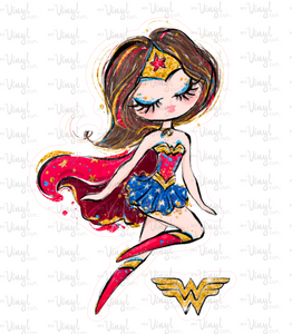 Sticker | 66A | SUPER HERO GIRL | Waterproof Vinyl Sticker | White | Clear | Permanent | Removable | Window Cling | Glitter | Holographic