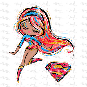 Sticker | 66L | SUPER HERO GIRL | Waterproof Vinyl Sticker | White | Clear | Permanent | Removable | Window Cling | Glitter | Holographic