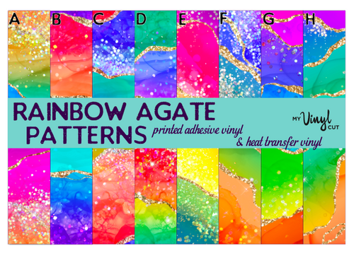 Printed Vinyl & HTV Rainbow Agate Patterns 12 x 12 inch sheet