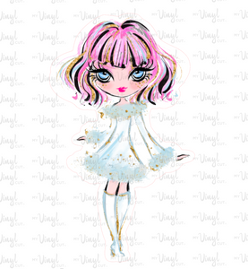 Sticker | 69D | Rainbow Girl | Waterproof Vinyl Sticker | White | Clear | Permanent | Removable | Window Cling | Glitter | Holographic