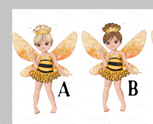 Load image into Gallery viewer, Waterslide Decal Fairy Bee 3 1/2 inches tall or wide Printed on Clear or White