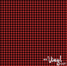 Load image into Gallery viewer, Printed Adhesive Vinyl RED AND BLACK BUFFALO PLAID Pattern 12 x 12 inch sheet