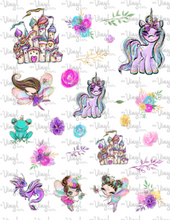 Load image into Gallery viewer, Waterslide Sheet of Decals brown hair FAIRY Theme