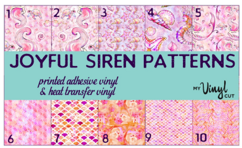 Printed HTV JOYFUL SIREN Patterned Heat Transfer Vinyl 12 x 12 inch sheet